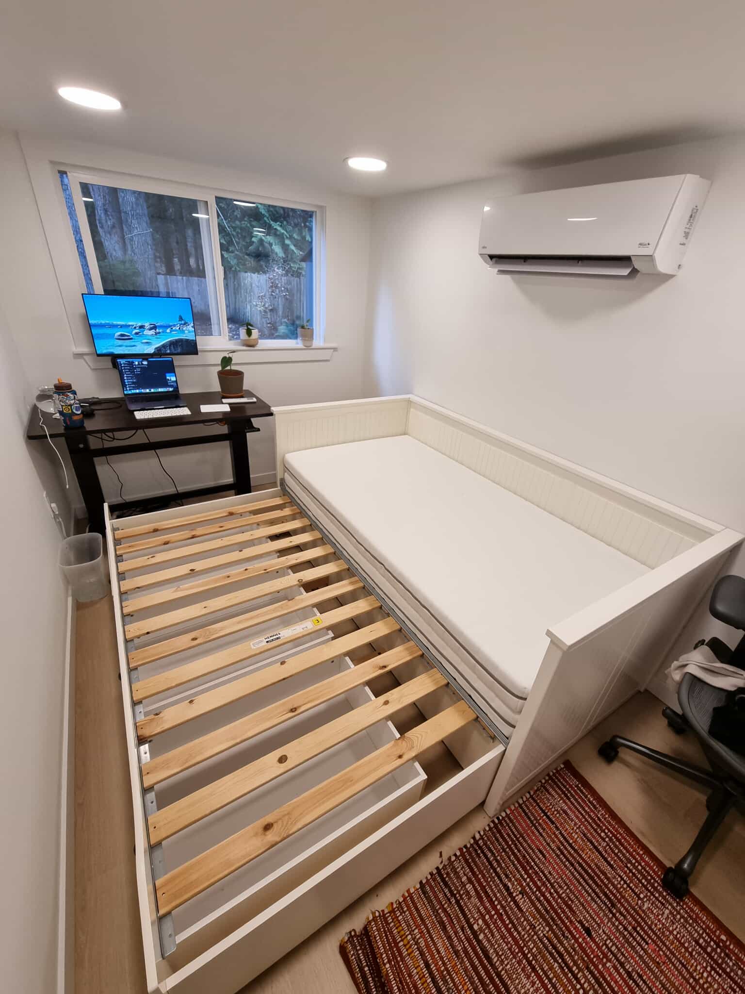 Day bed mid-conversion to king